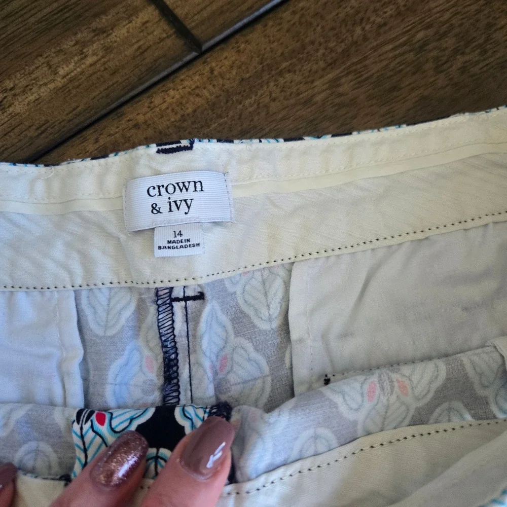 Crown & Ivy Shorts Womens 14 Chino Casual Preppy Summer Printed Flat Front - Picture 3 of 9